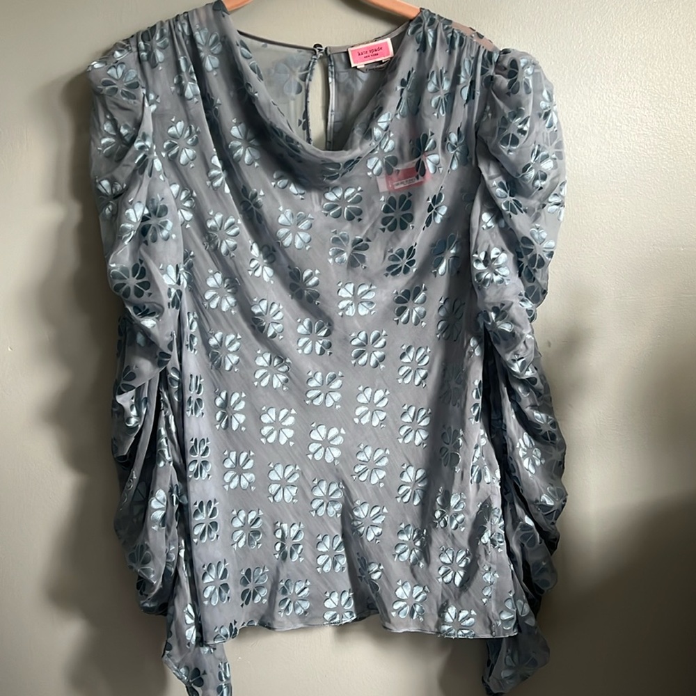 Kate Spade Gray Floral Blouse